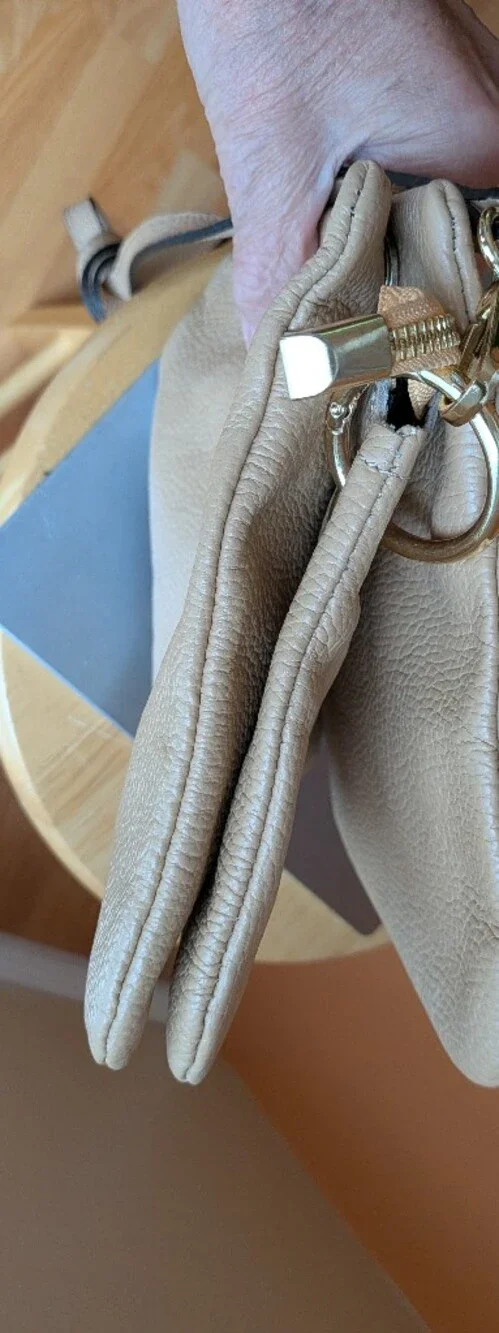 Debbie Katz Womens Beige Leather Crossbody Bag - Neutral Everyday Style